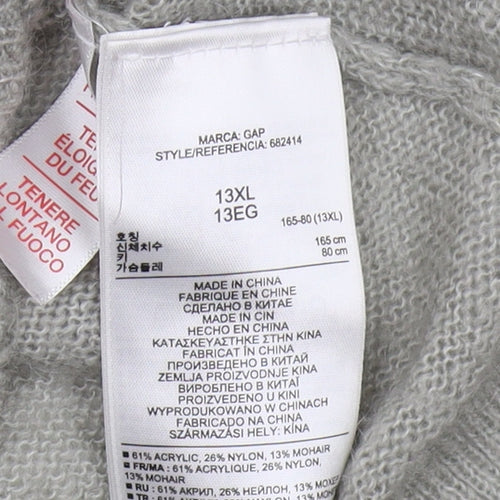 Gap Girls Grey Cardigan, Size 13, Acrylic Blend, V-Neck