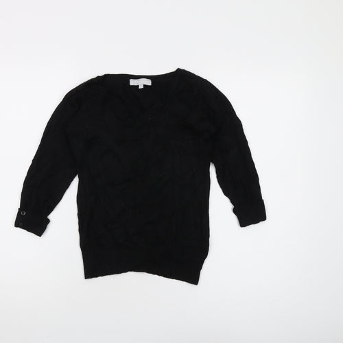 Red Herring Women's Black V-Neck Pullover Jumper, Size 12
