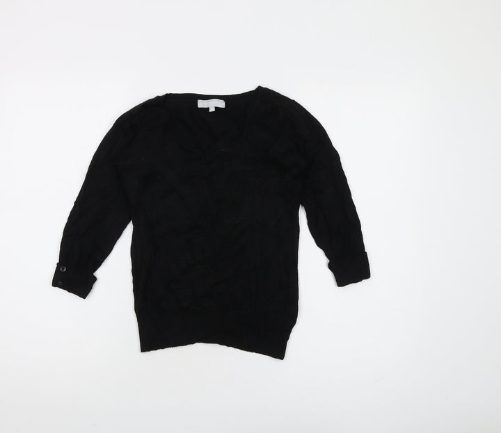 Red Herring Women's Black V-Neck Pullover Jumper, Size 12