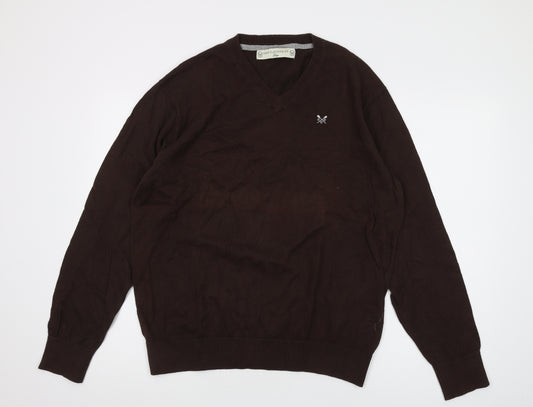 Crew Clothing Co. Men's Brown V-Neck Pullover Jumper L