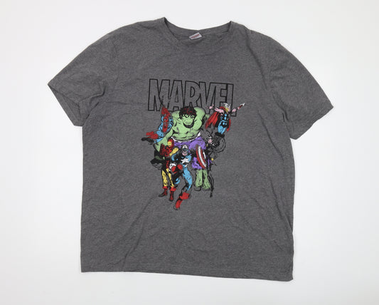 Marvel Men's Grey Graphic Print T-Shirt - Size L