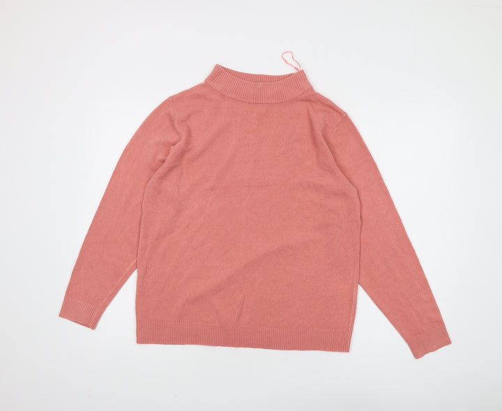 Damart Women's Pink Mock Neck Pullover Jumper