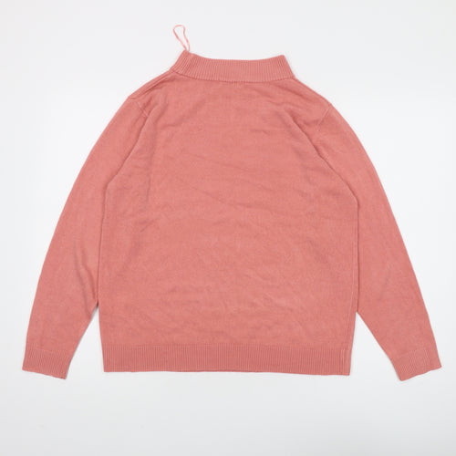 Damart Women's Pink Mock Neck Pullover Jumper