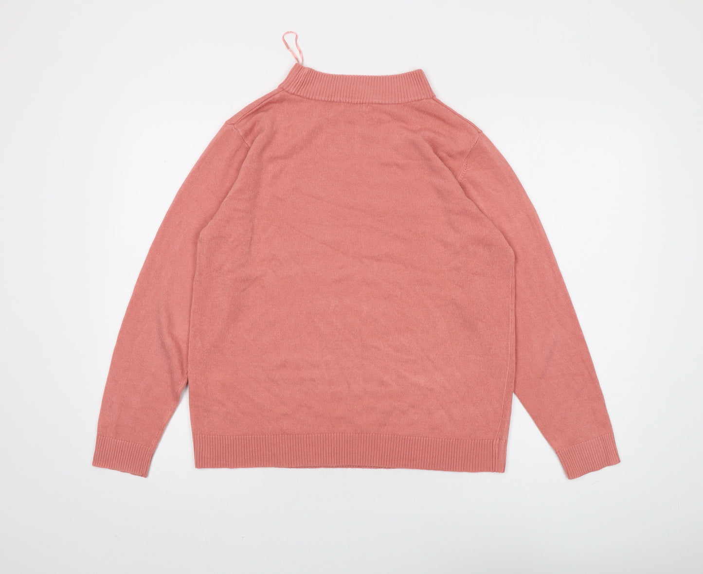 Damart Women's Pink Mock Neck Pullover Jumper