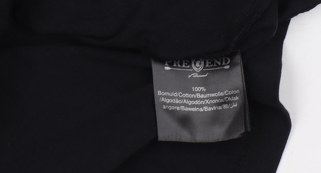 PRE END Men's Black Cotton Crew Neck T-Shirt M