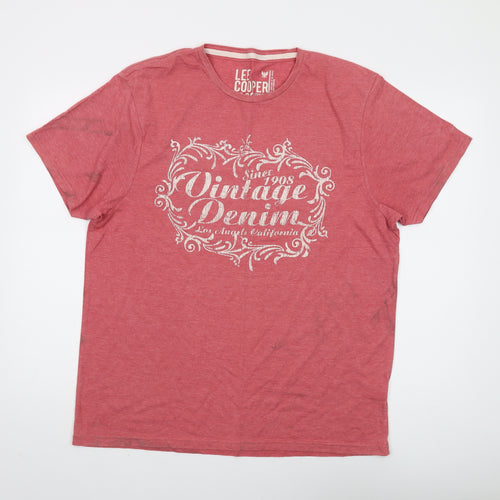 Lee Cooper Men's Red XL Vintage Graphic T-Shirt