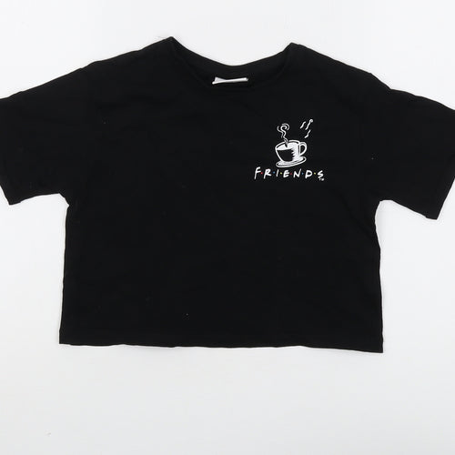 Friends Girls Black Cropped T-Shirt, 7-8 Years, Graphic Logo