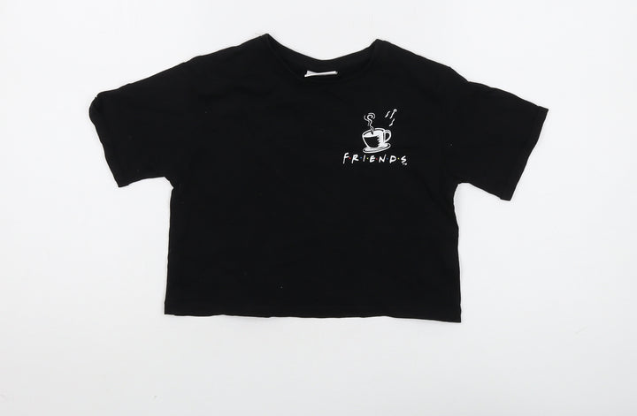 Friends Girls Black Cropped T-Shirt, 7-8 Years, Graphic Logo