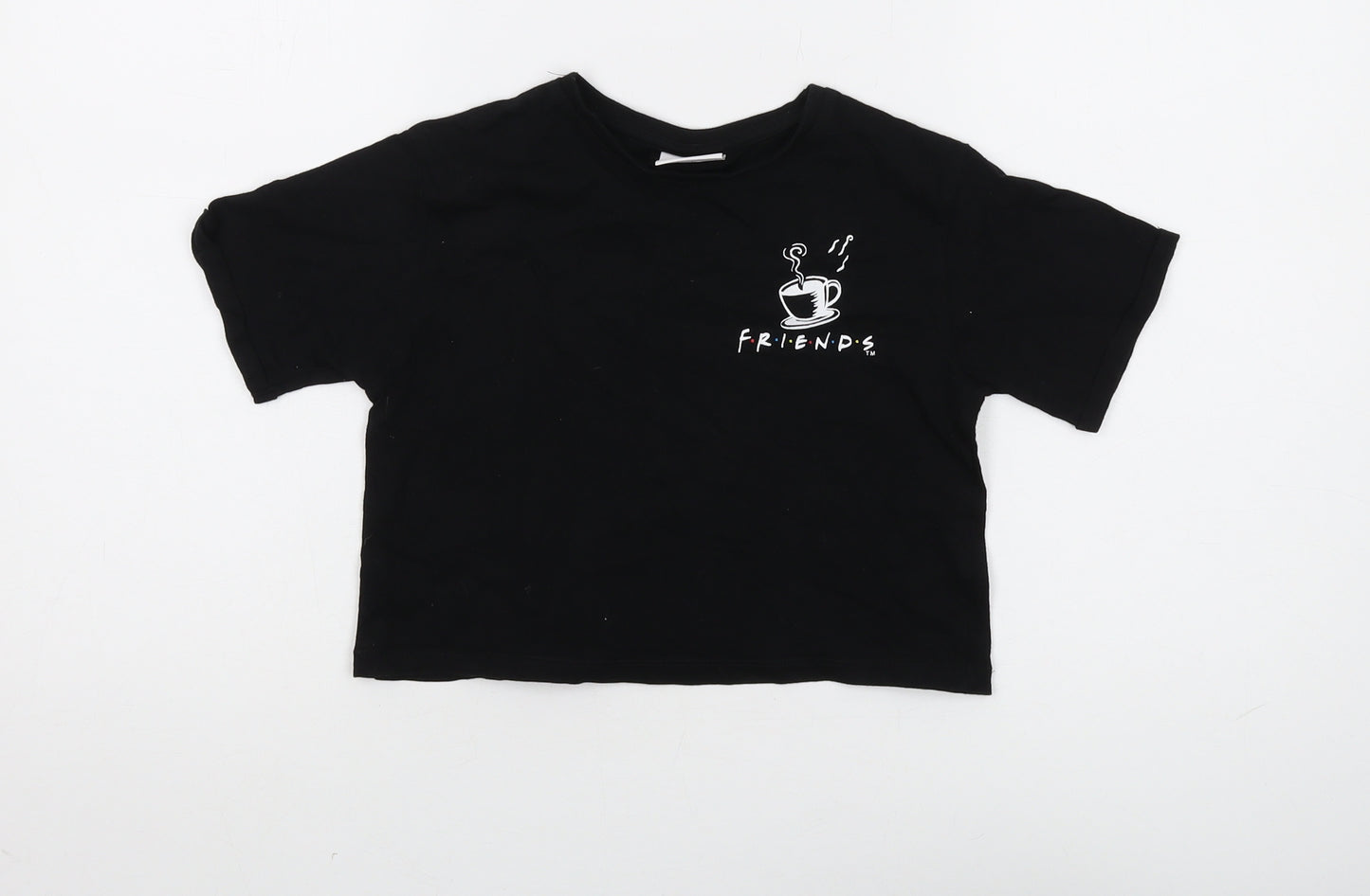 Friends Girls Black Cropped T-Shirt, 7-8 Years, Graphic Logo