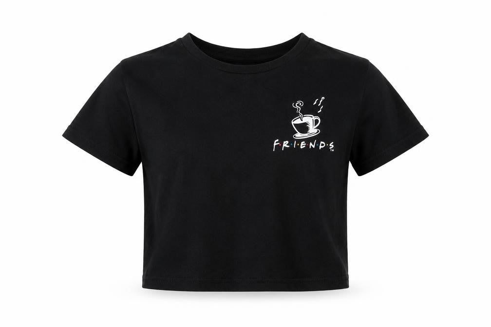 Friends Girls Black Cropped T-Shirt, 7-8 Years, Graphic Logo
