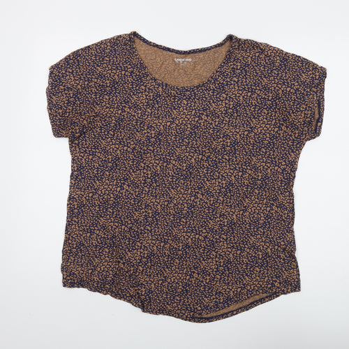 Lands' End Women's Animal Print Blouse - L, Brown/Blue
