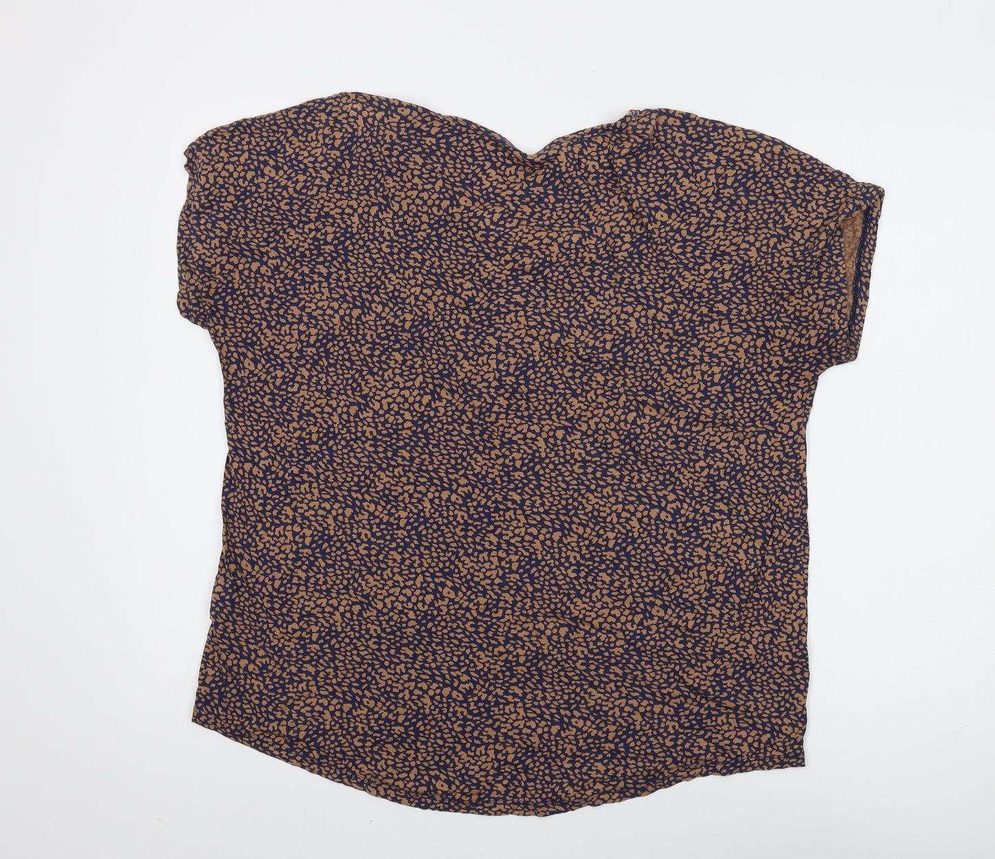 Lands' End Women's Animal Print Blouse - L, Brown/Blue
