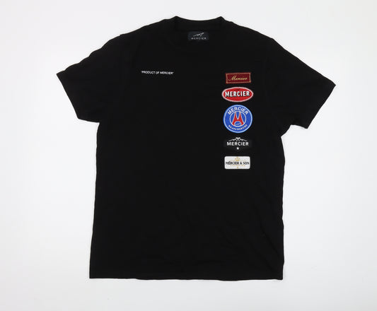 Mercier Men's Black Logo T-Shirt Size L