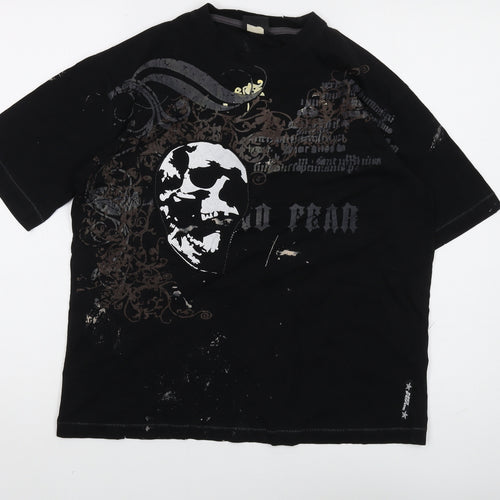 No Fear Boys Black Graphic Skull T-Shirt 13-14 Years