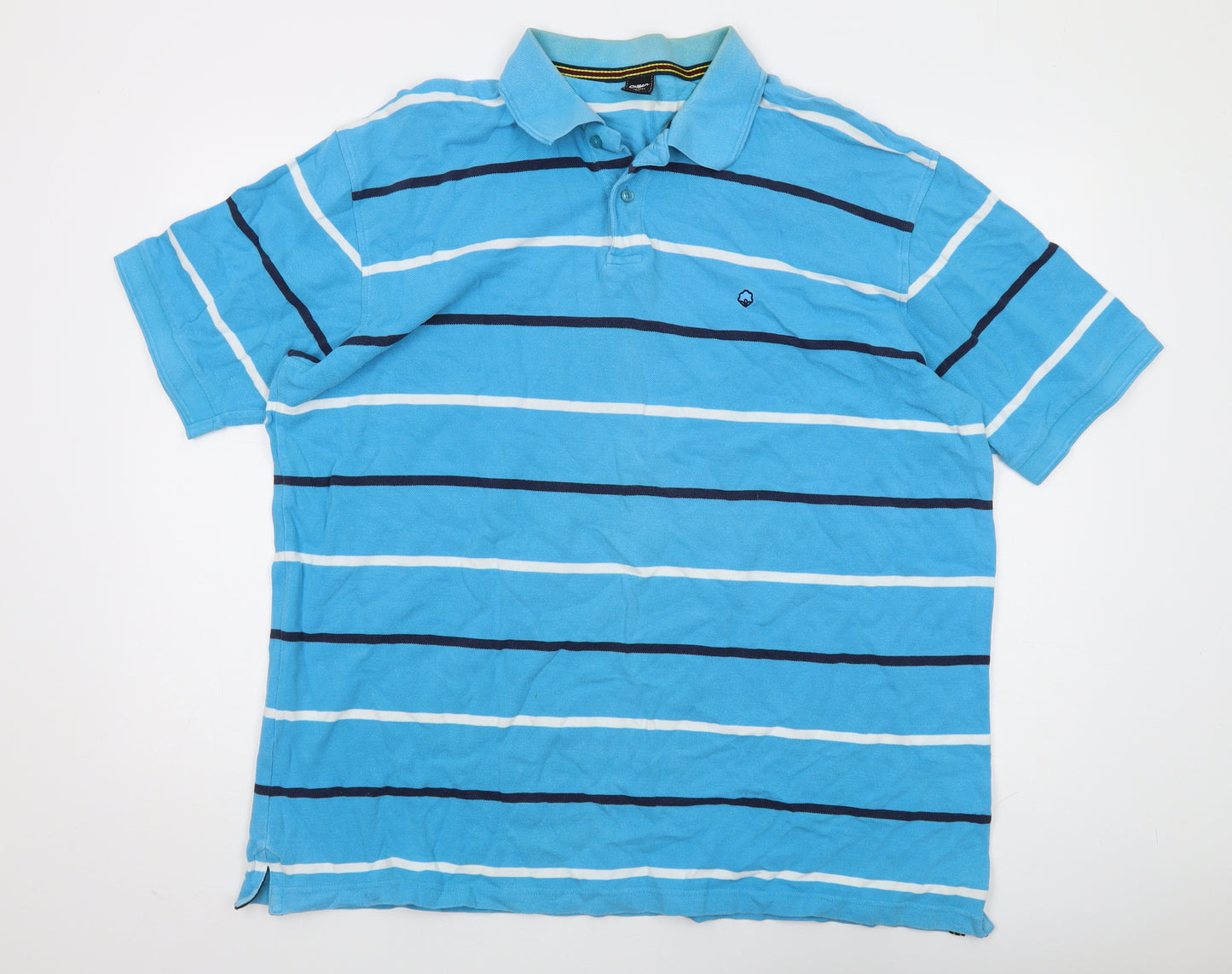 Cotton Traders Men's Blue Striped Polo 3XL Short Sleeve