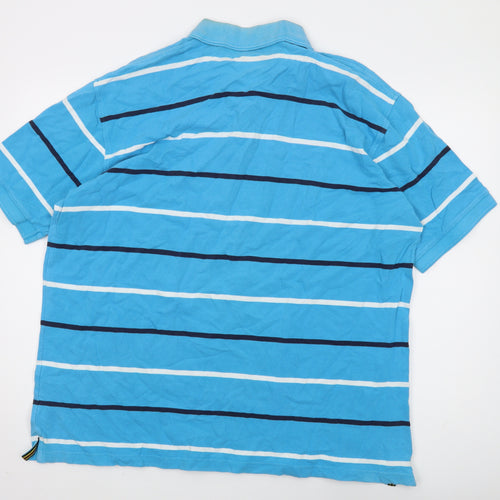 Cotton Traders Men's Blue Striped Polo 3XL Short Sleeve