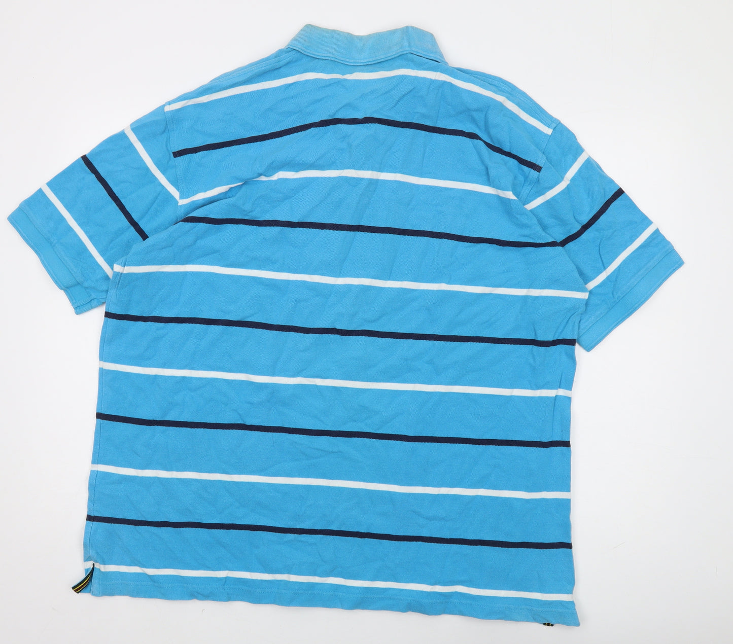 Cotton Traders Men's Blue Striped Polo 3XL Short Sleeve