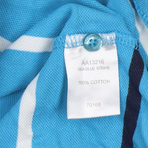 Cotton Traders Men's Blue Striped Polo 3XL Short Sleeve