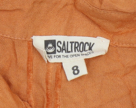 Saltrock Women's Orange Button-Up Shirt, Size 8