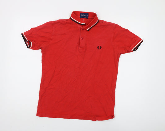 Fred Perry Men's Red Polo Shirt M, Solid, Casual