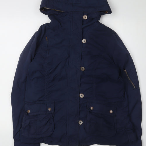 Fat Face Women's Blue Parka Jacket Size 16 Hooded