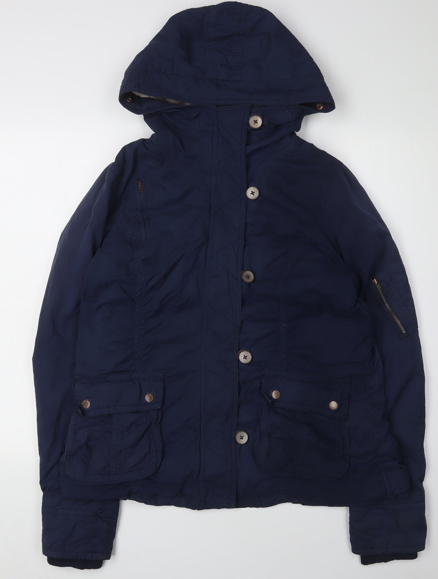 Fat Face Women's Blue Parka Jacket Size 16 Hooded