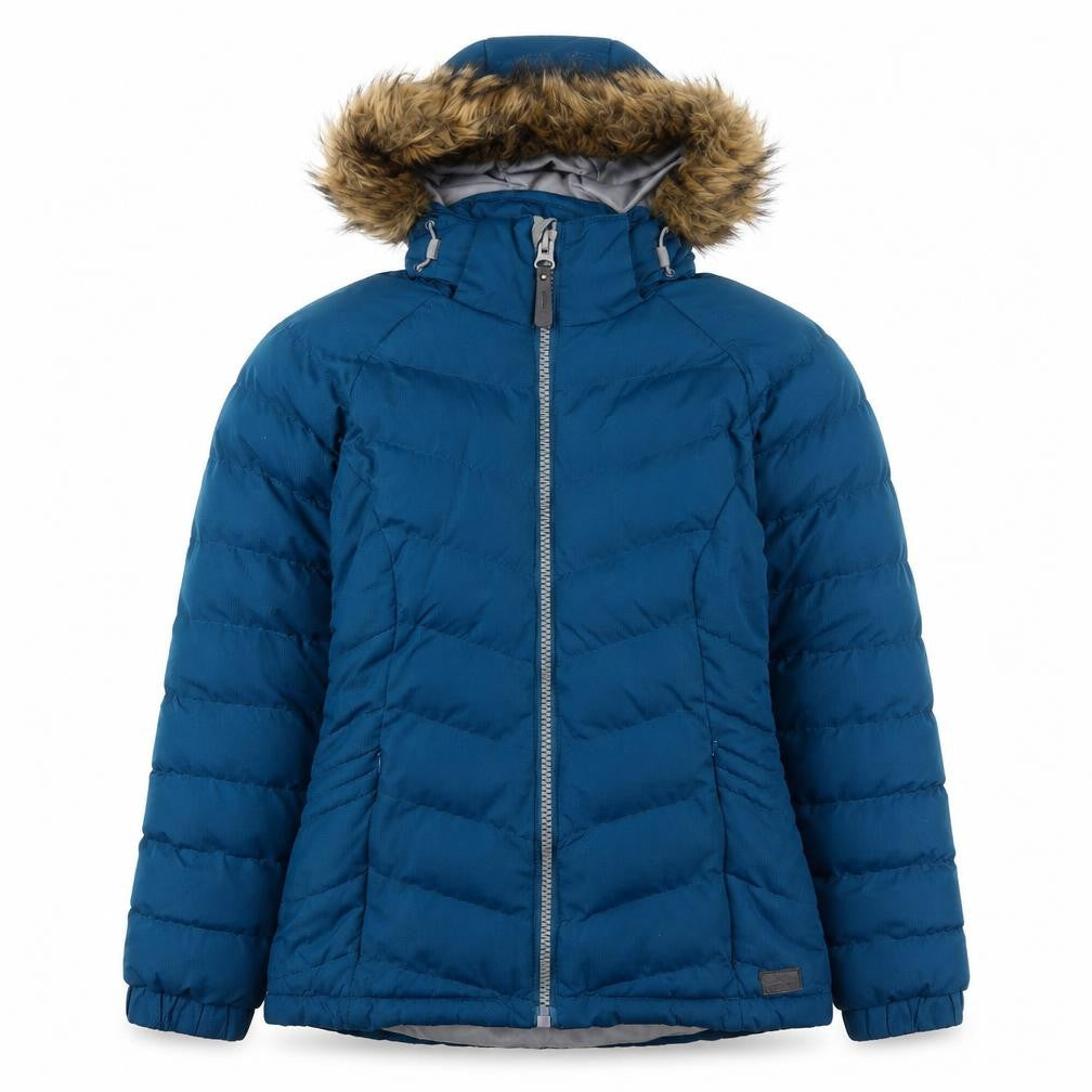 Front view of Trespass Women's Blue Puffer Jacket, 2XS, Waterproof