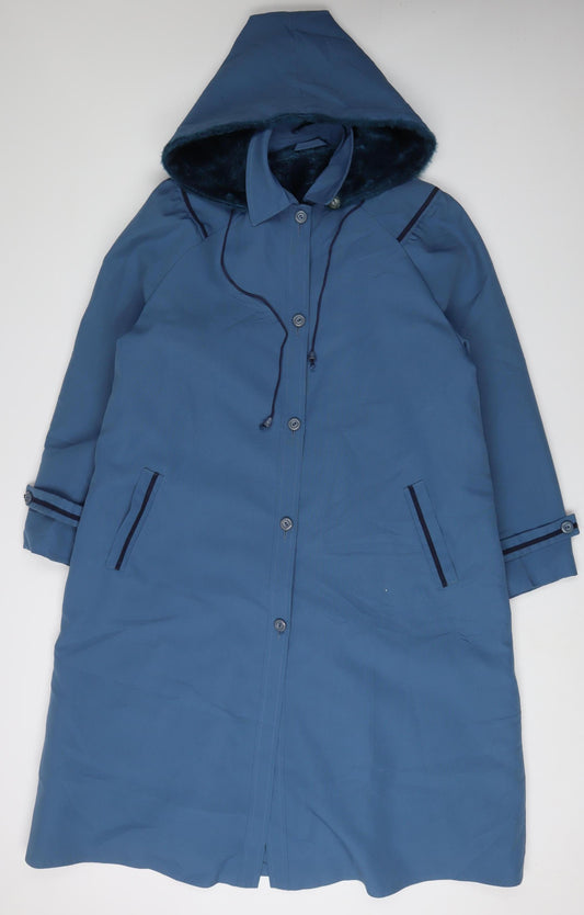 Dawrayne Women's Blue Hooded Rain Coat Size 16