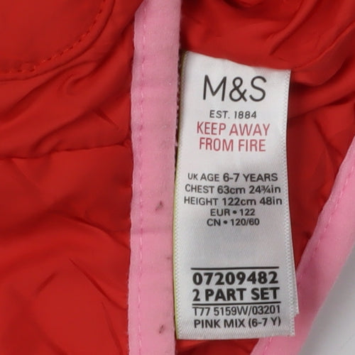 Marks and Spencer Red Girls Puffer Jacket 6-7 Years