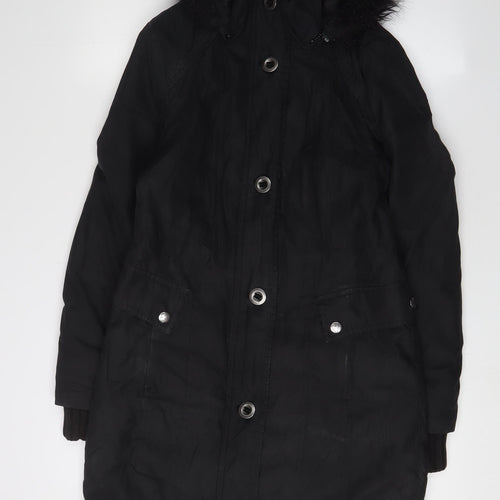 Marks and Spencer Women's Black Fur Trim Parka Coat