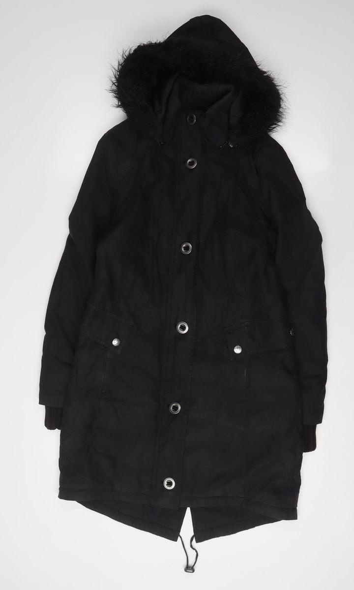 Marks and Spencer Women's Black Fur Trim Parka Coat