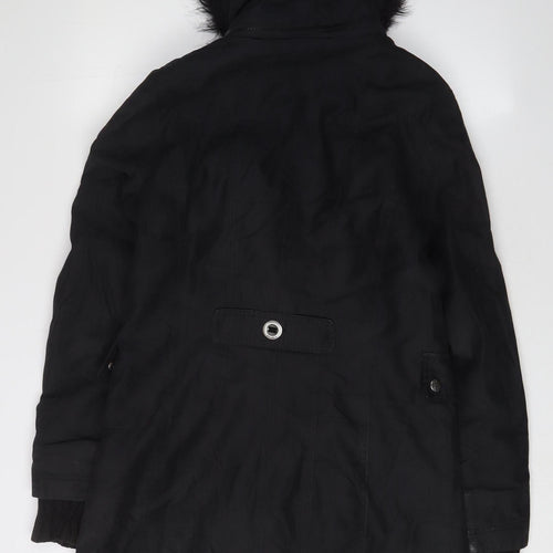 Marks and Spencer Women's Black Fur Trim Parka Coat