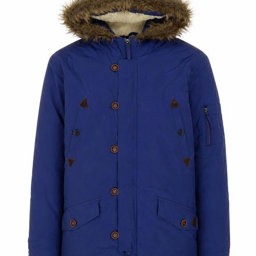 Brave Soul Unisex Blue Parka, Size L, Hooded Autumn Jacket