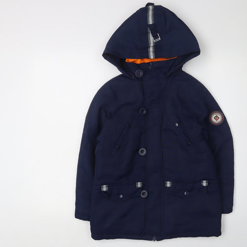 Andy & Evan Boys Blue Parka Coat, Hooded, Age 7-8