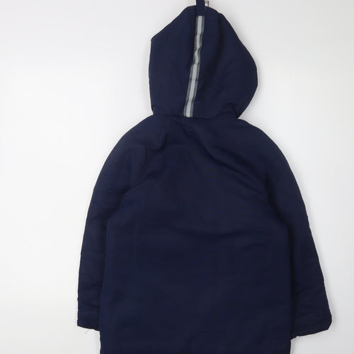 Andy & Evan Boys Blue Parka Coat, Hooded, Age 7-8