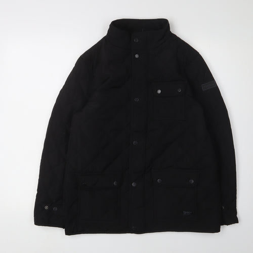 Firetrap Boys Black Quilted Jacket 13 Yrs Snap Closure