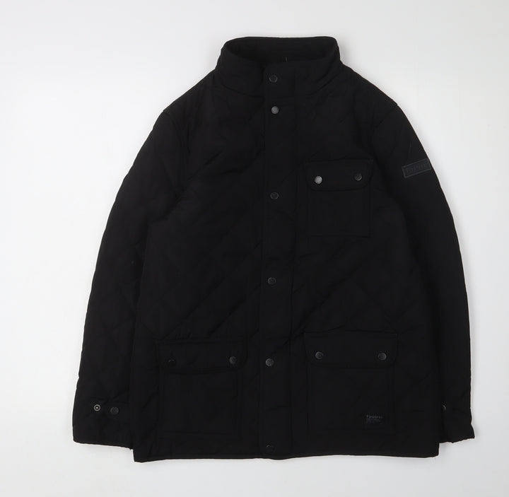 Firetrap Boys Black Quilted Jacket 13 Yrs Snap Closure
