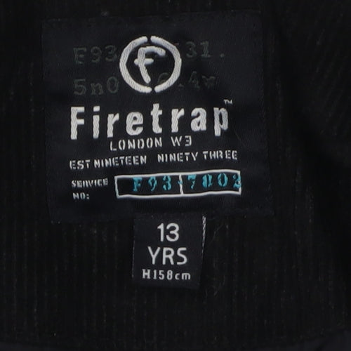 Firetrap Boys Black Quilted Jacket 13 Yrs Snap Closure