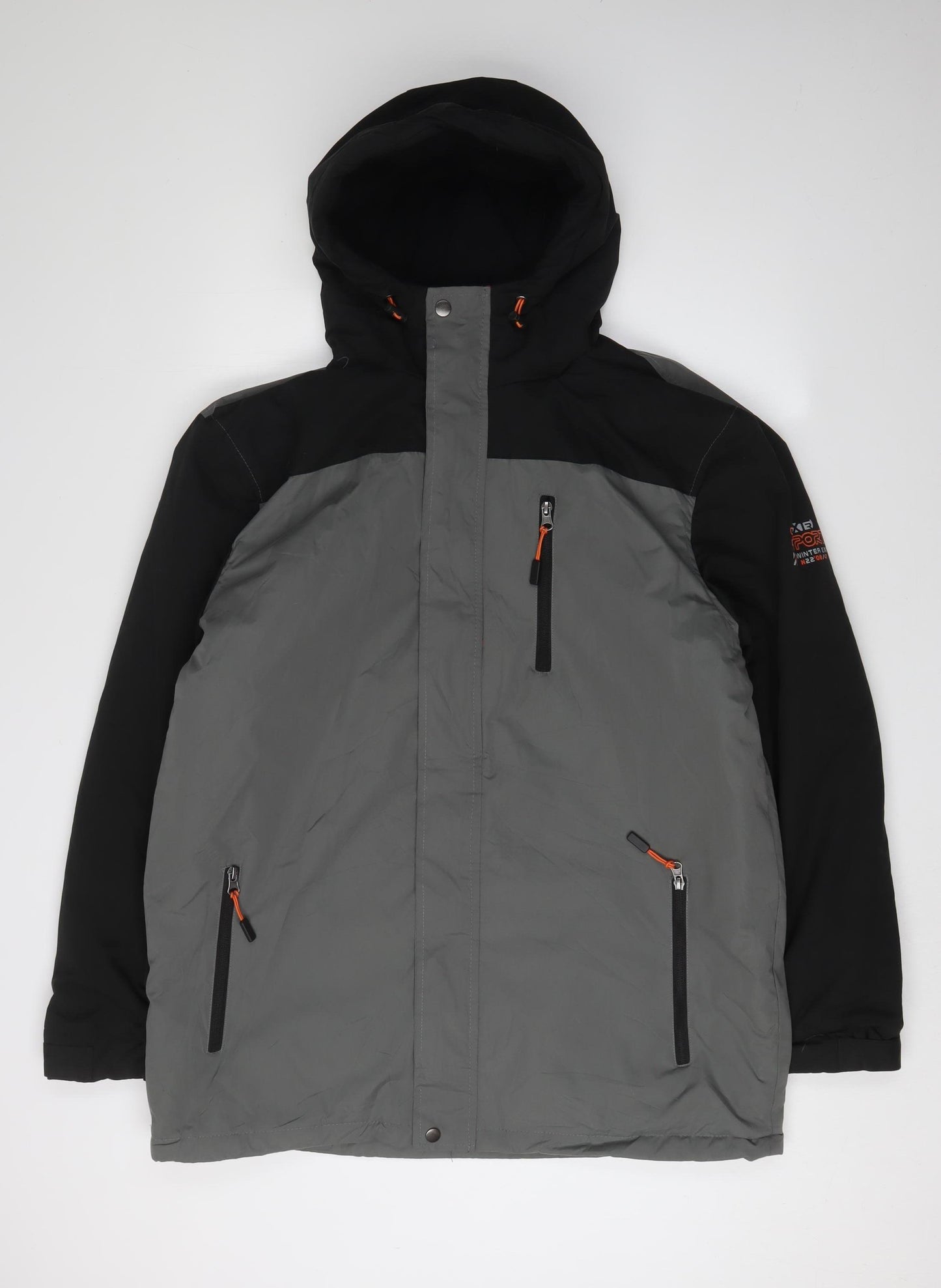 Atlas for Men Black Grey Hooded Parka Jacket M