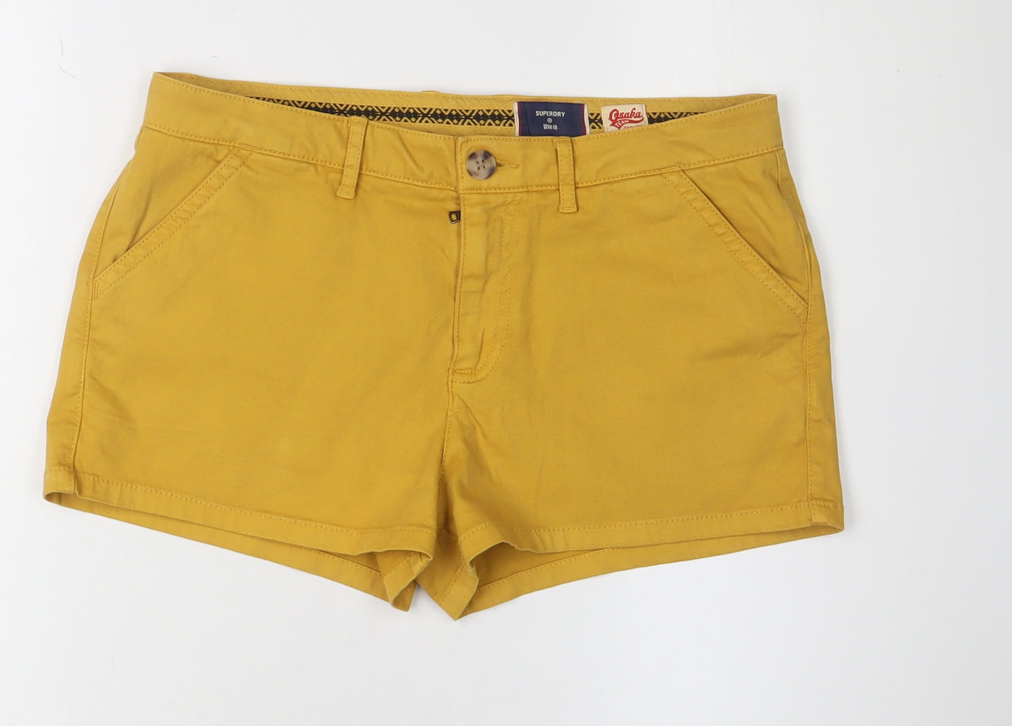 Superdry Women's Yellow Chino Shorts Size 10