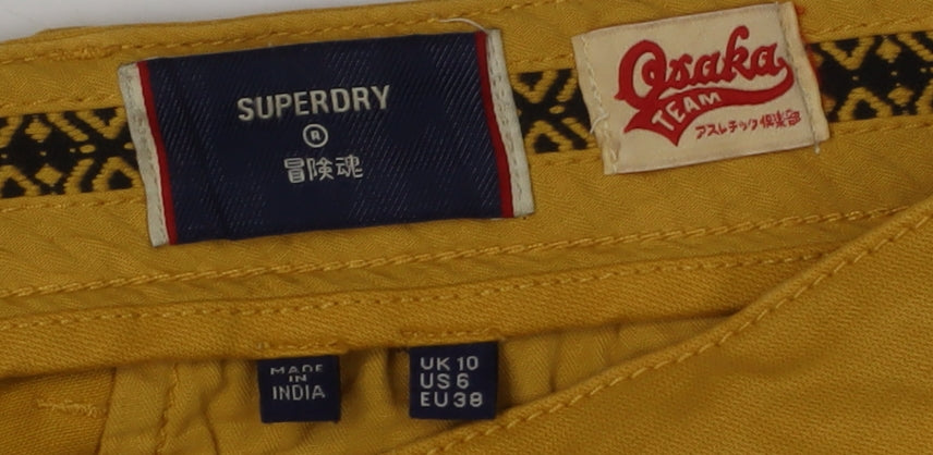 Superdry Women's Yellow Chino Shorts Size 10