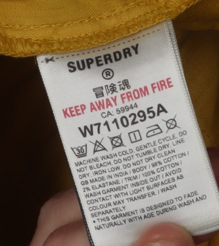 Superdry Women's Yellow Chino Shorts Size 10