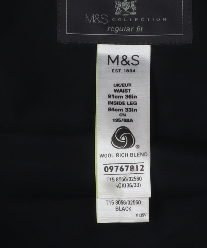 Marks and Spencer Men's Black Wool Dress Pants