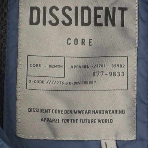 Dissident Blue Puffer Jacket, Men's Large, Hooded, Winter Casual