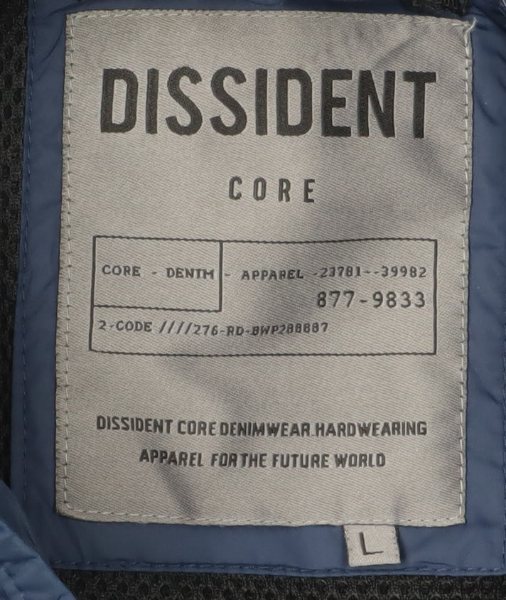 Dissident Blue Puffer Jacket, Men's Large, Hooded, Winter Casual