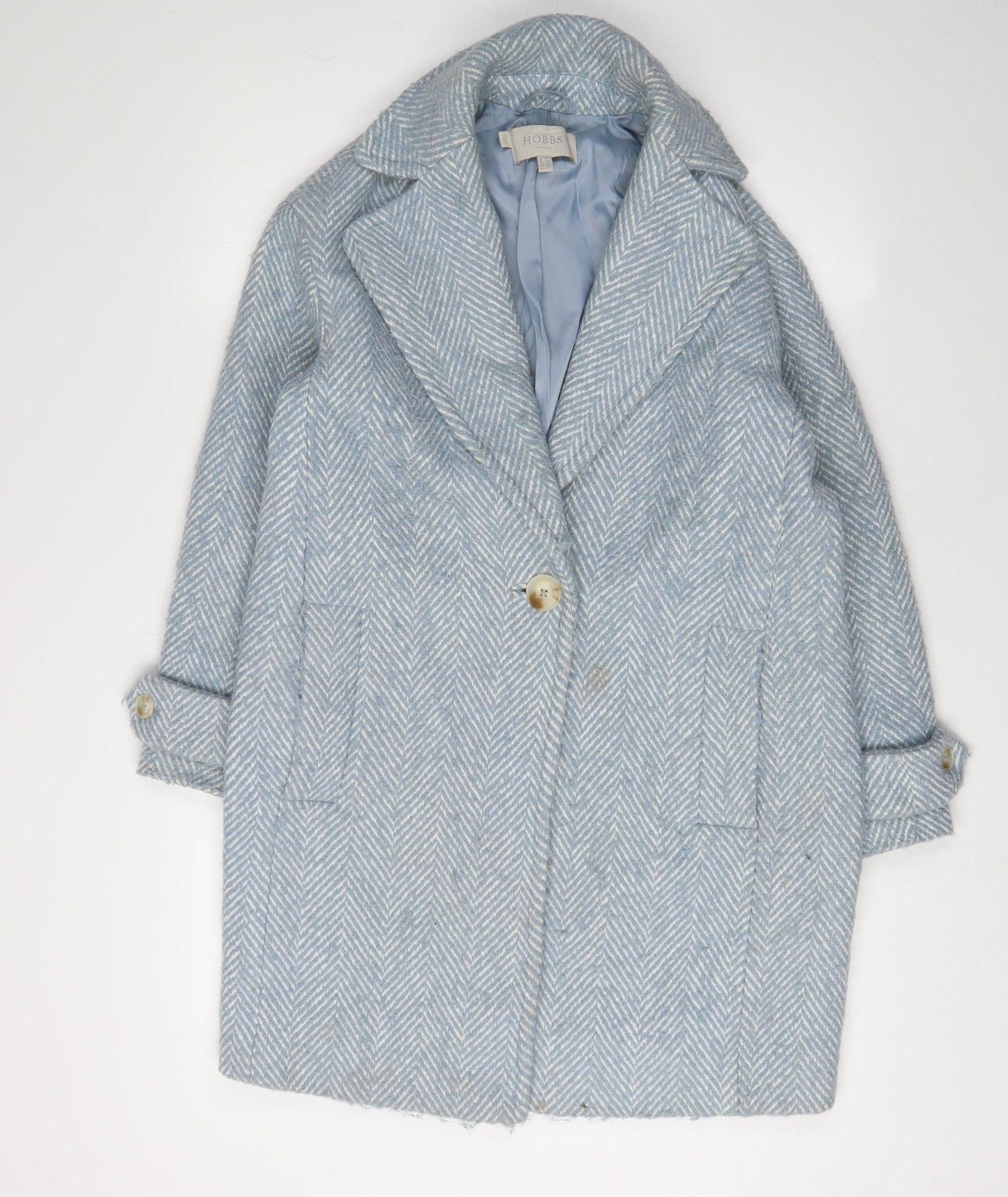 Hobbs Women's Blue Tweed Overcoat Size 8