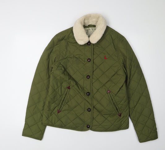 Jack Wills Olive Quilted Jacket, Women, UK 14, Autumn Ready