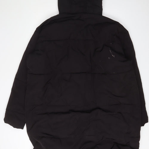 ASOS Unisex Black Puffer Jacket M Long Hooded Insulated