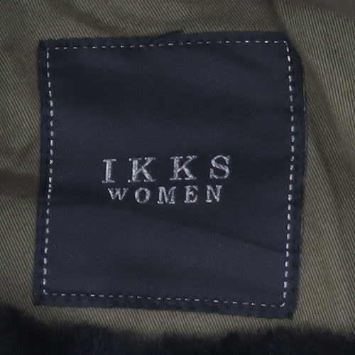 IKKS Women's Green Parka M Hooded Studded Casual