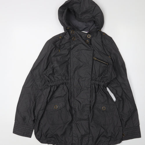 Mamas & Papas Women's Black Check Parka Jacket Size 8